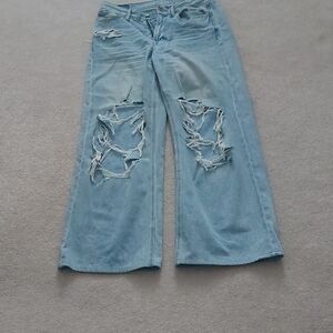 American Eagle Outfitters Light Blue Ripped Flare Jeans
